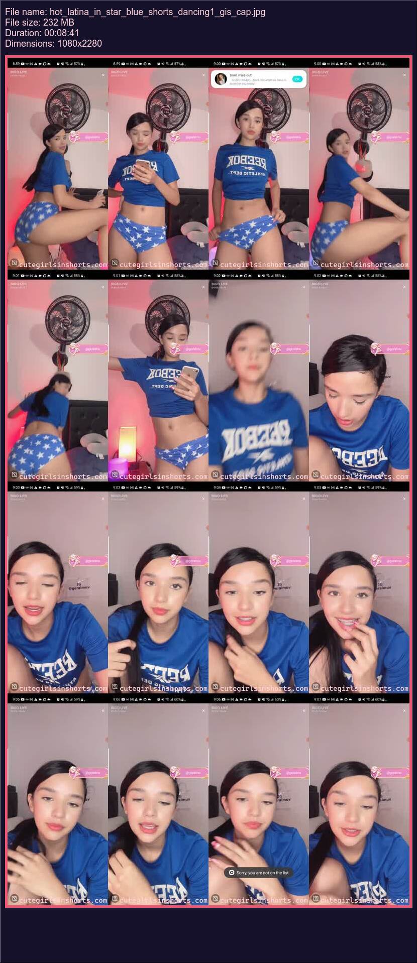 Hot Latina In Star Blue Shorts Dancing 1