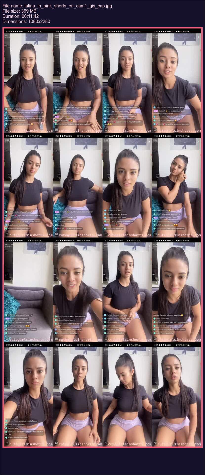 Latina In Pink Shorts On Cam 1