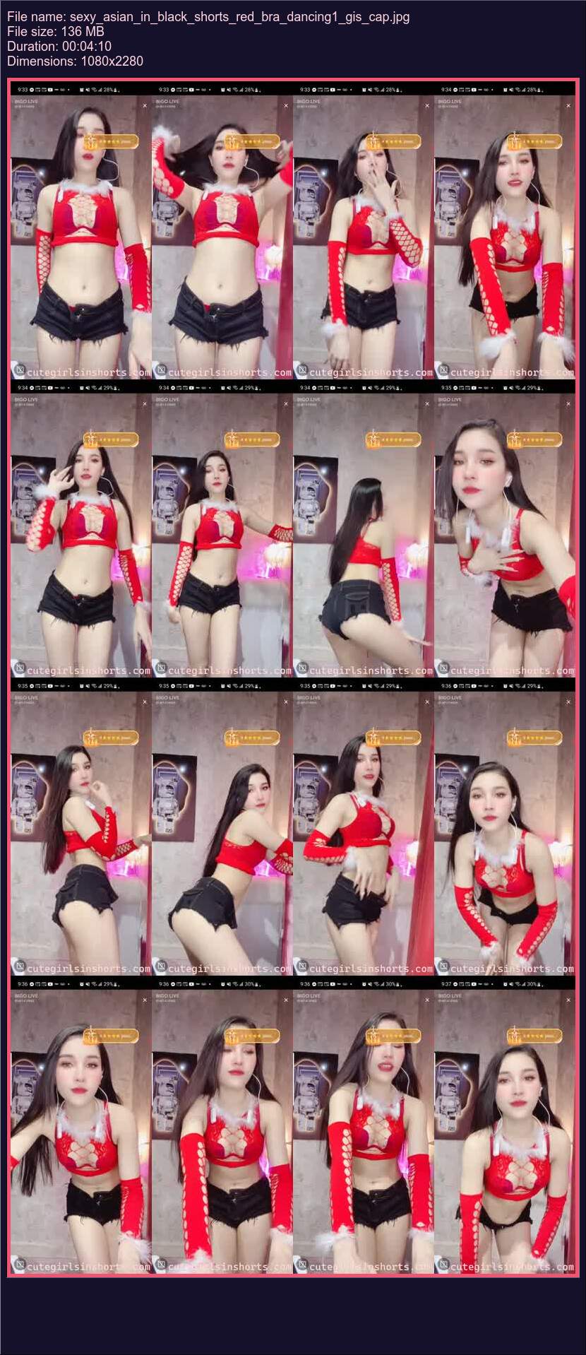 Sexy Asian In Black Shorts Red Bra Dancing 1
