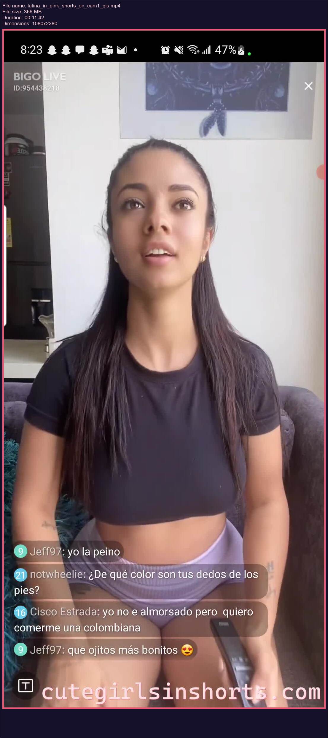 Latina In Pink Shorts On Cam 1