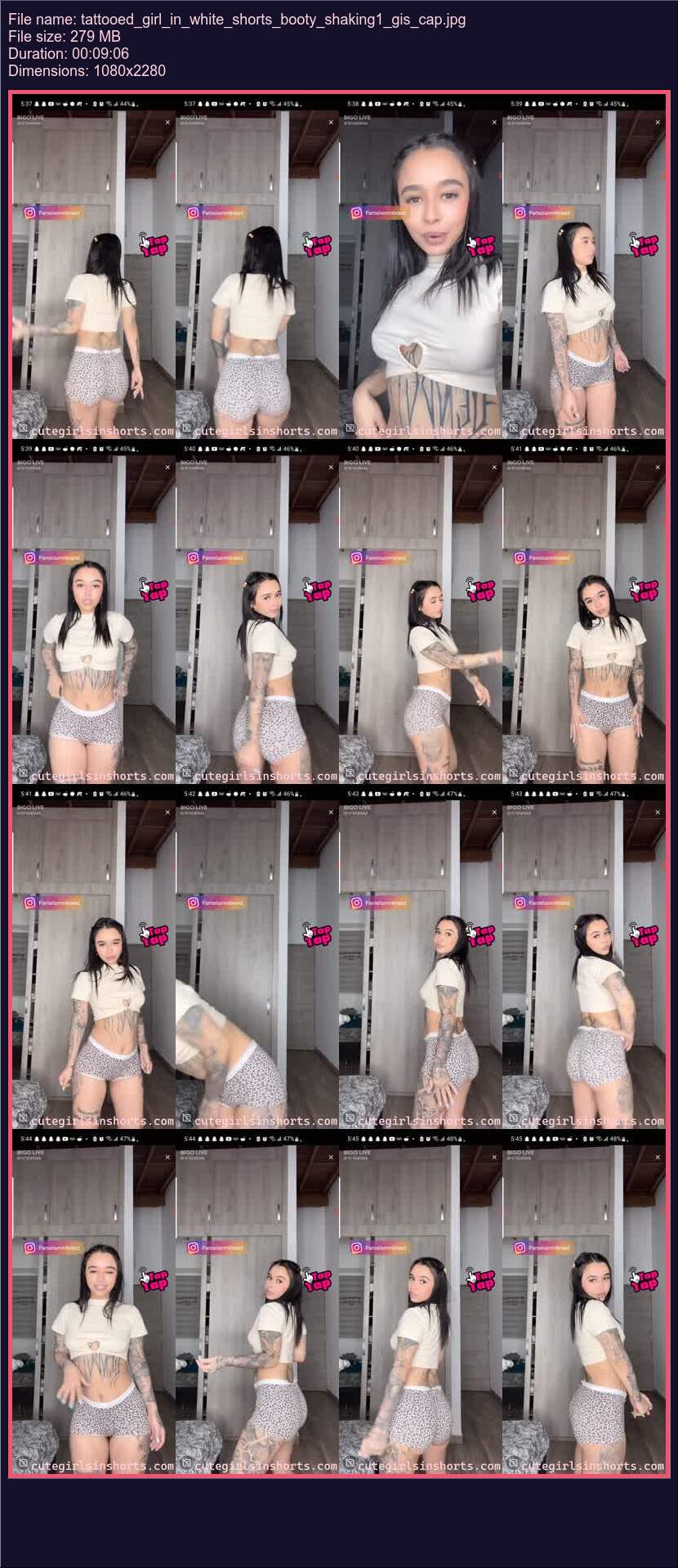 Tattooed Girl In White Shorts Booty Shaking 1