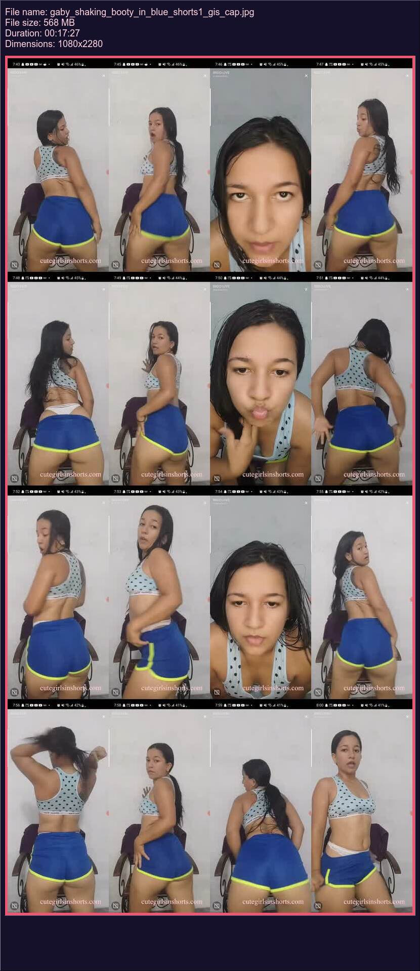 Gaby Shaking Booty In Blue Shorts 1