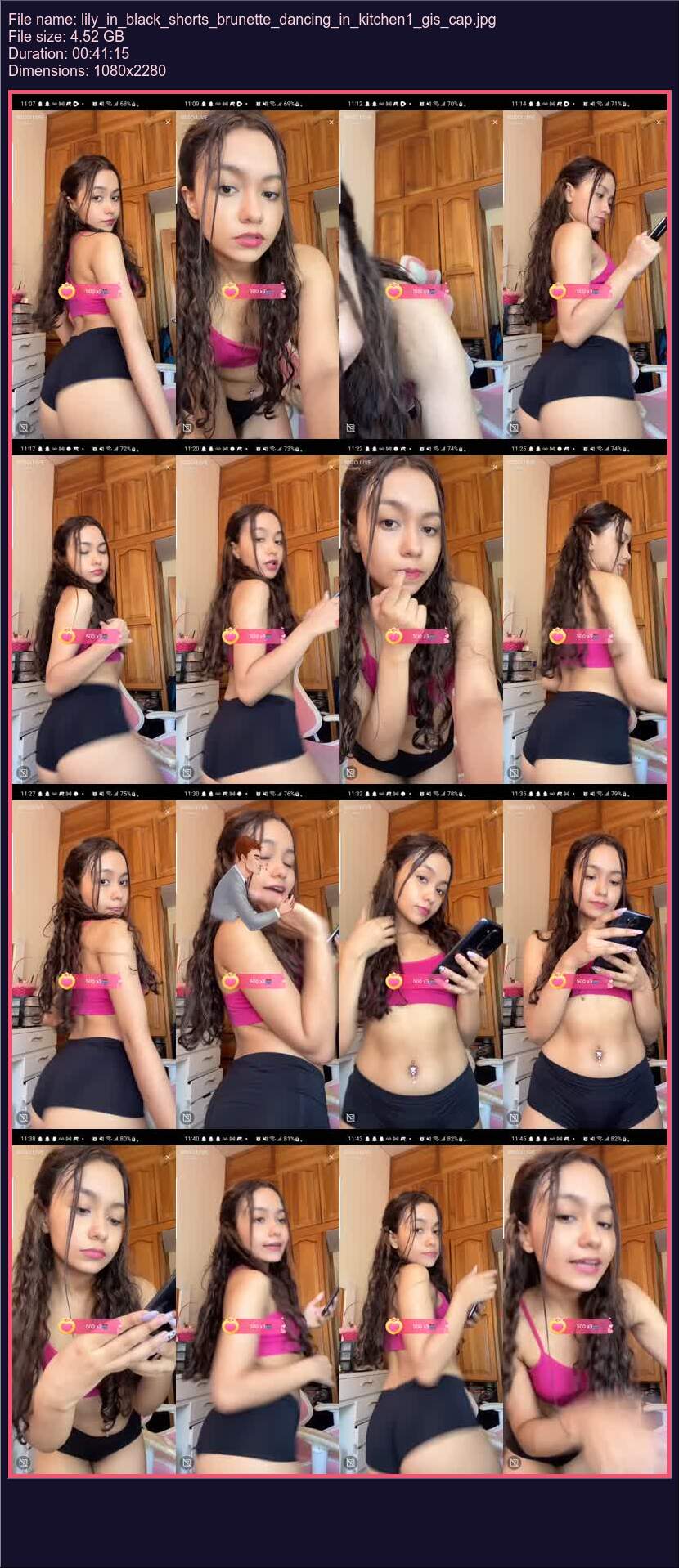 Lily In Black Shorts Brunette Dancing In Kitchen 1