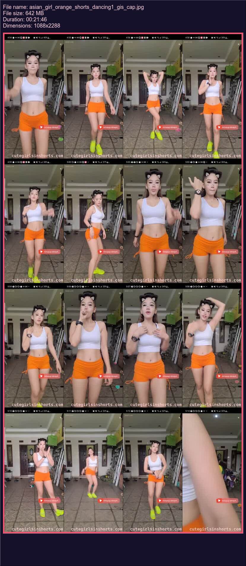Asian Girl Orange Shorts Dancing 1