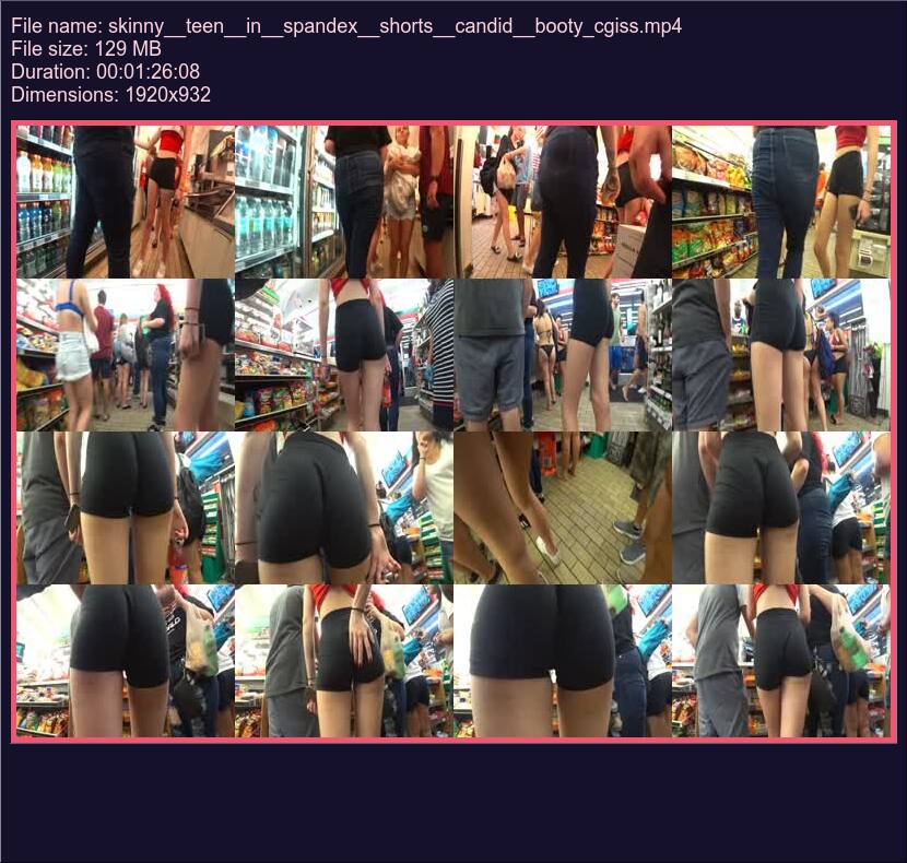 Skinny Teen In Spandex Shorts Candid Booty