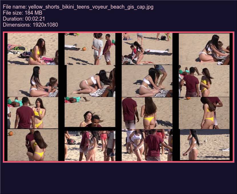 Yellow Shorts Bikini Teens Voyeur Beach