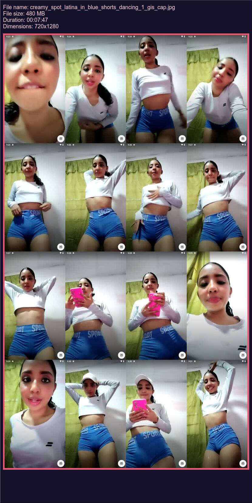 Creamy Spot Latina In Blue Shorts Dancing 1