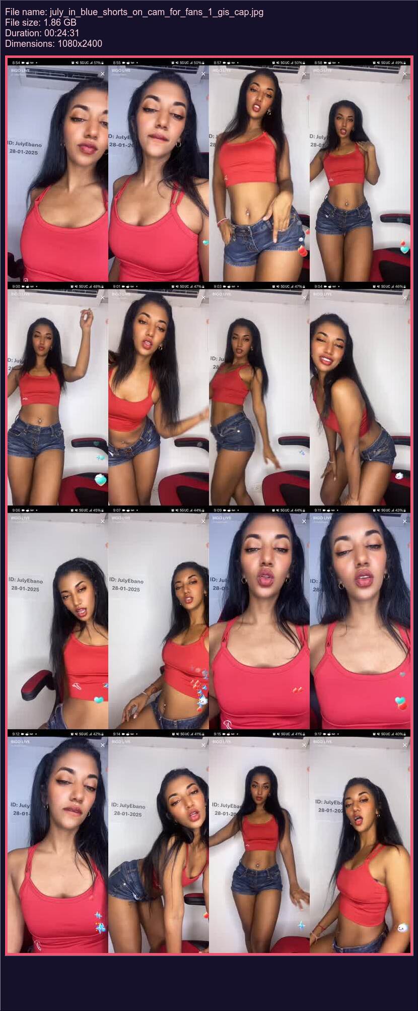 July In Blue Shorts On Cam For Fans 1