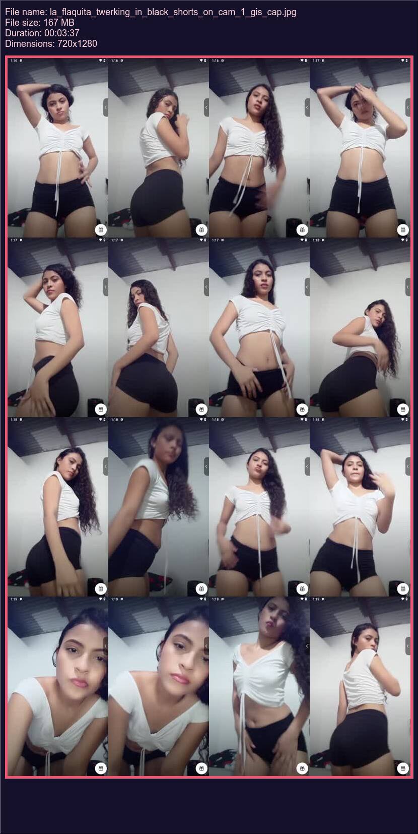 La Flaquita Twerking In Black Shorts On Cam 1