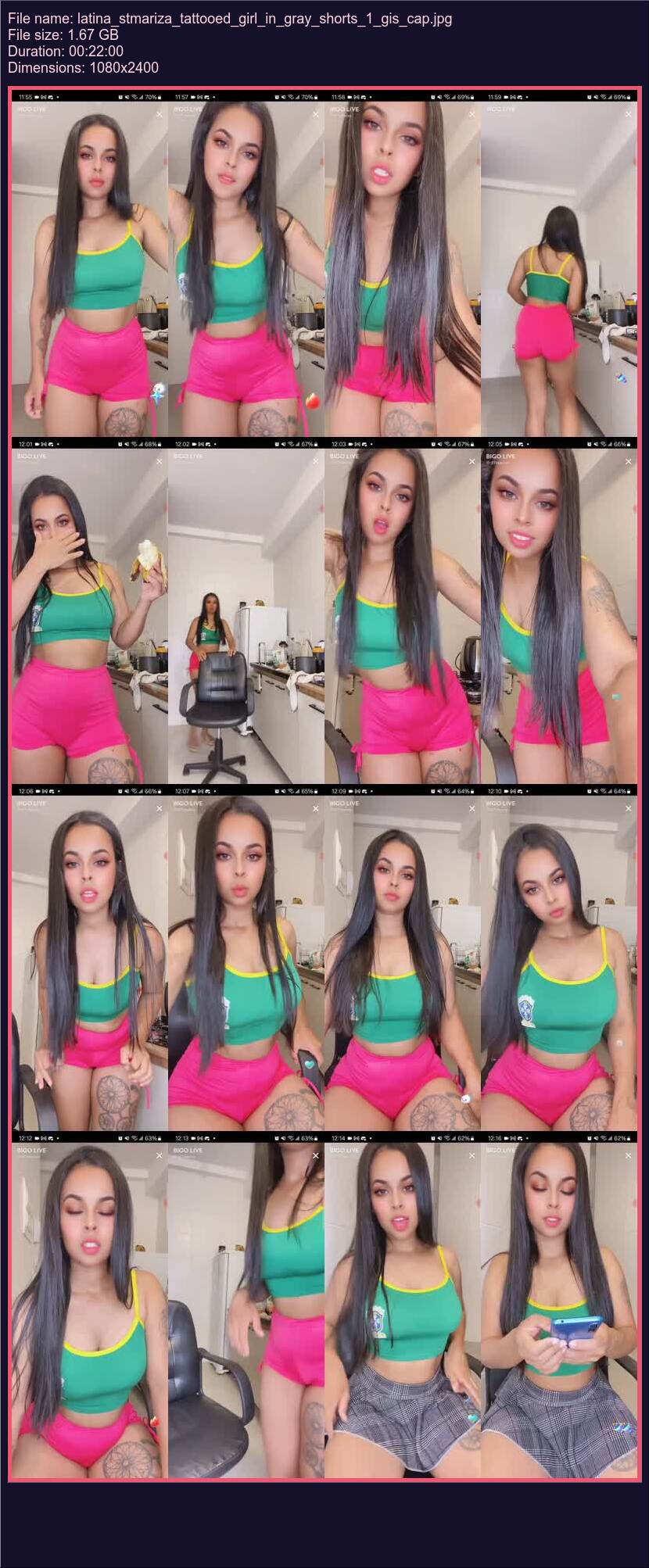 Latina Stmariza Tattooed Girl In Gray Shorts 1