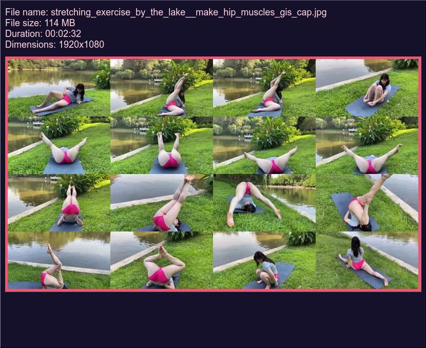 Stretching Exercise By The Lake Make Hip Muscles