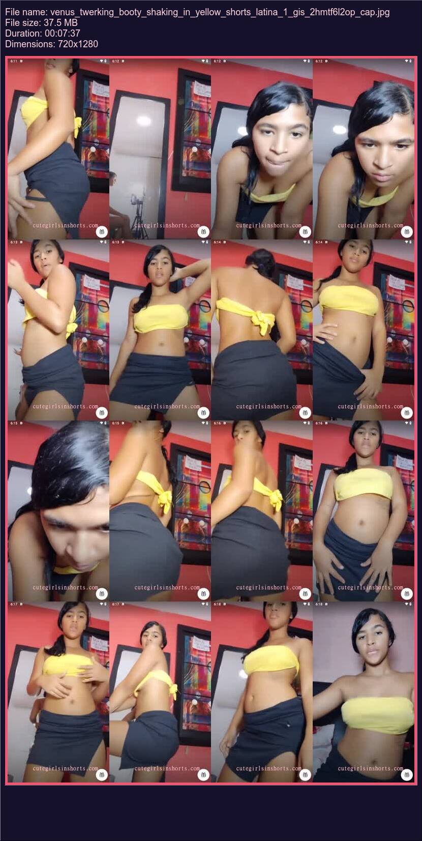 Venus Twerking Booty Shaking In Yellow Shorts Latina 1 Gis 2