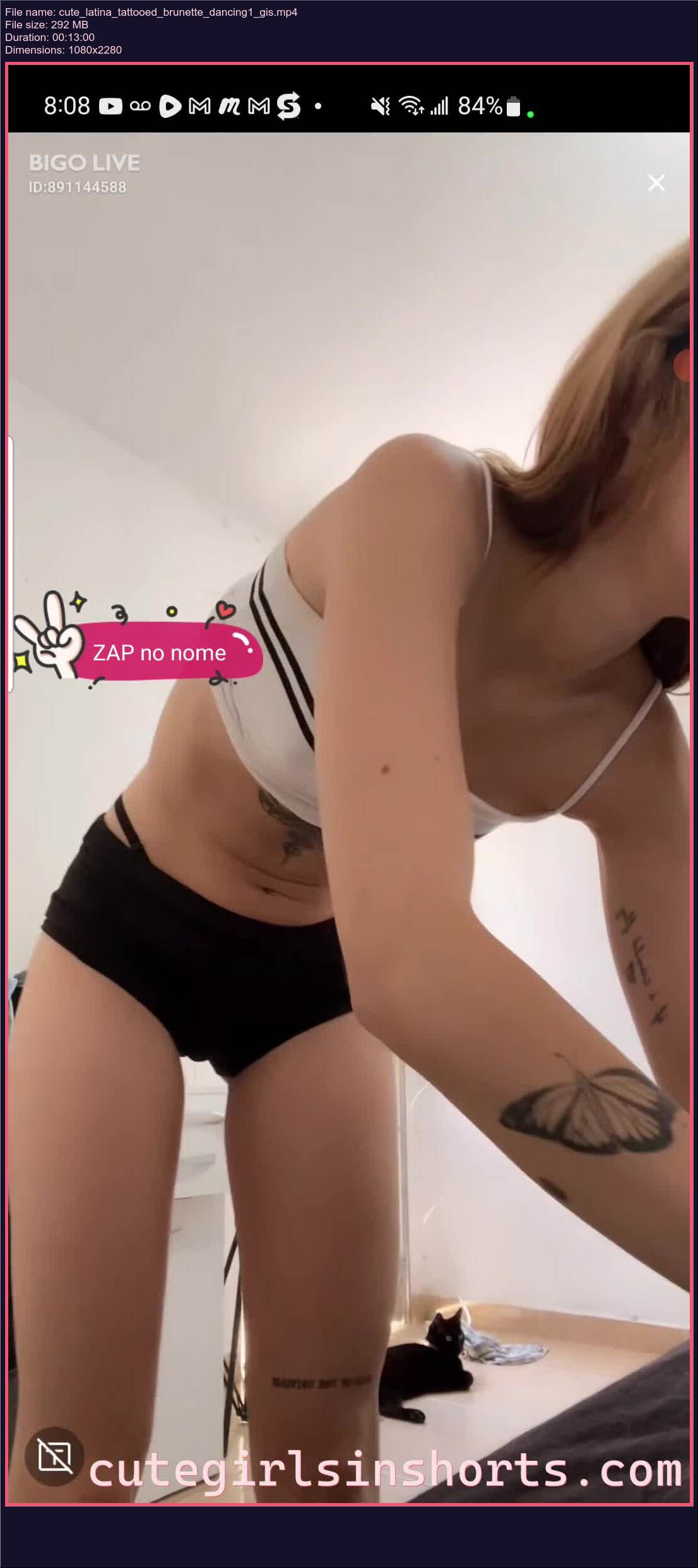 Cute Latina Tattooed Brunette Dancing 1