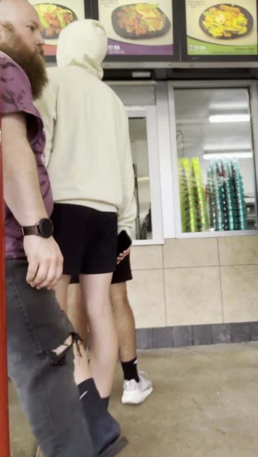 brunette_in_spandex_black_shorts_with_friends_gis