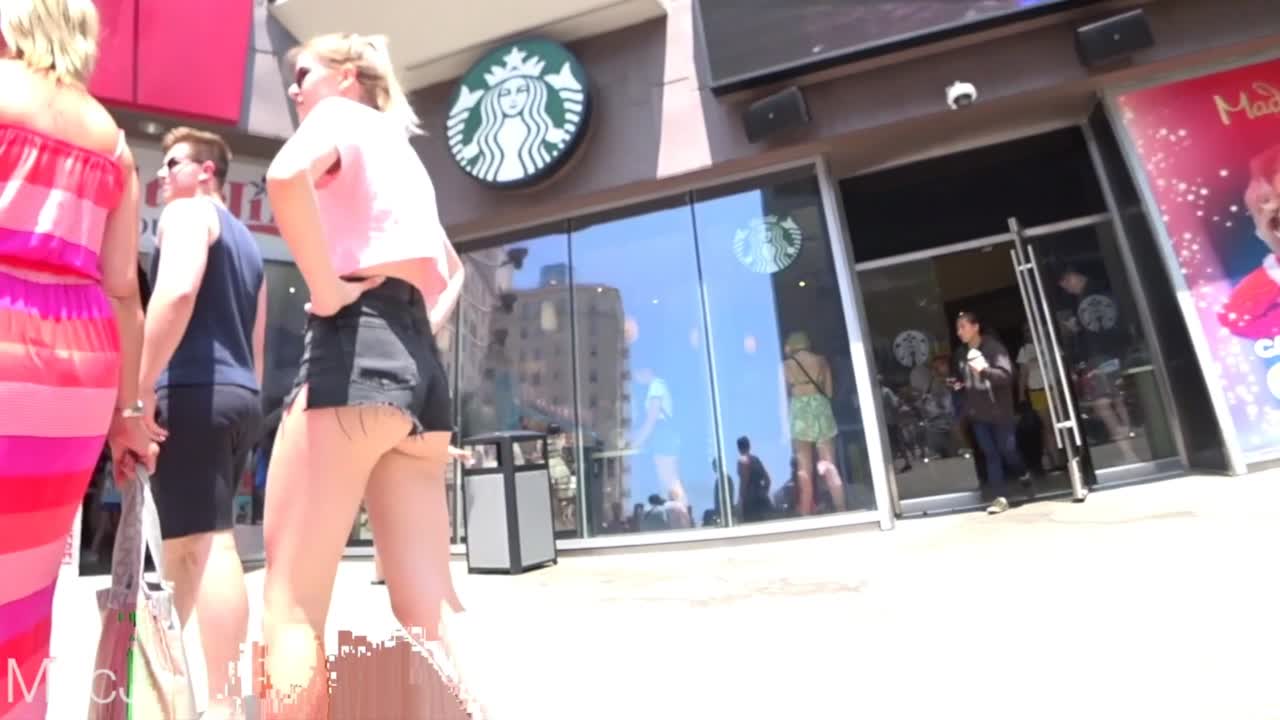 Teen White Blonde In Blue Shorts 1