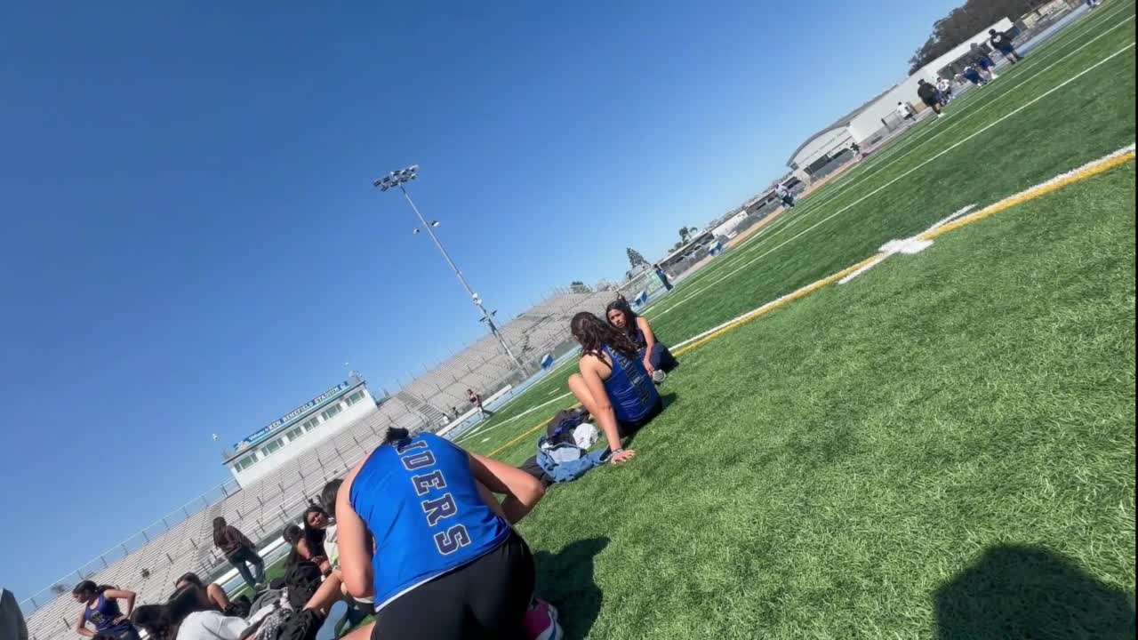 Blonde Track Teen White Girls In Black Spandex Shorts
