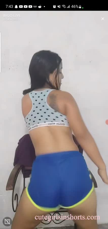 Gaby Shaking Booty In Blue Shorts 1
