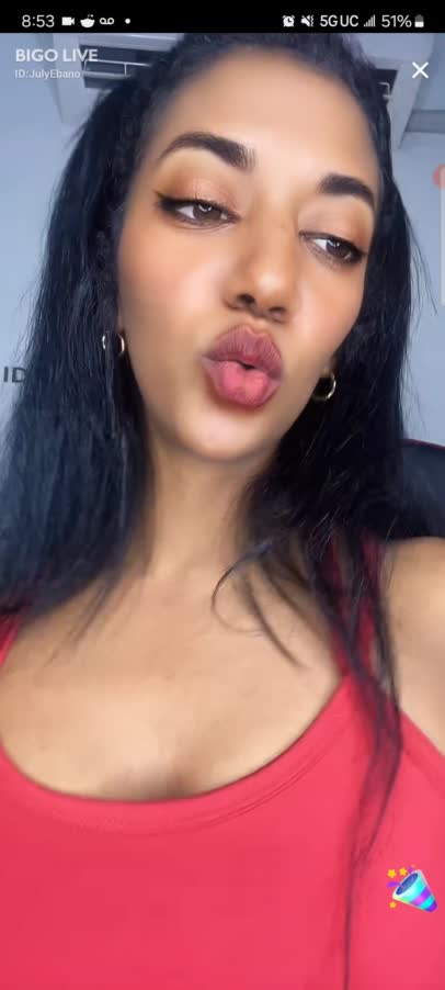 July In Blue Shorts On Cam For Fans 1